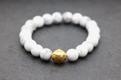 22k Bead Howlite Bracelet